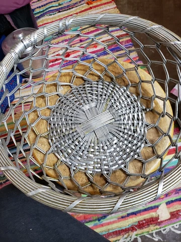 large open weave aluminum woven basket 6x12" fruit vegetable bread decor bowl Cover