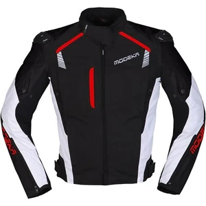 Herren Motorrad Jacke S - Modeka Lineos Textil wasserdicht schwarz-weiß-rot - Bild 1 von 4