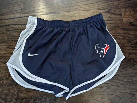 Womens Nike Dri-Fit Houston Texans Running Shorts Stretch Blue Sz L NKB3-085M Cover