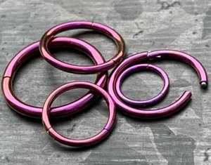 1pc Hinged Segment Ring Septum Clicker Hoop PVD over 316L Surgical Steel  - Picture 1 of 35