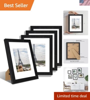 Gallery Wall Photo Frame Set - 4 Rustic Black Frames for 9x12 & 6x8 Photos - Image 1 of 4