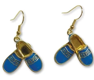Elvis Presley Earrings - Blue Suede Shoes - Enamel + Silver Plate- Memphis-NEW - Picture 1 of 1