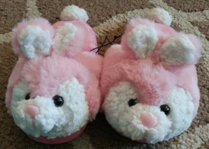 Niñas 11/12 Rosa Blanco Difuso Conejo Conejo Felpa Zapatillas Casa Zapatos Pascua Nuevo - Imagen 1 de 7