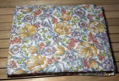 Cotton Sewing Sheer Dress Making Fabric Pen and Ink Print Floral 4.4 yd x 46" - Image 1 of 4