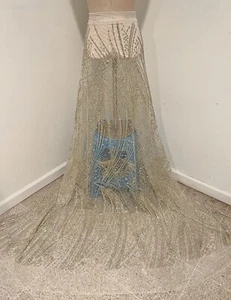 MARFIL ORO PLATA Espolvoreados Estrás Brillo Tela Encaje 50" Ancho 1 Yarda - Imagen 1 de 6
