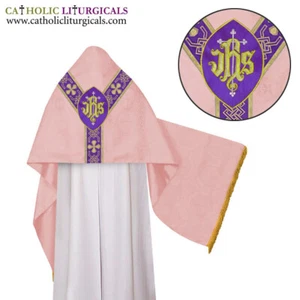 Velo Humeral ROSA CON Bordado IHS, Voile Huméral, Velo Merale, NUEVO - Imagen 1 de 1