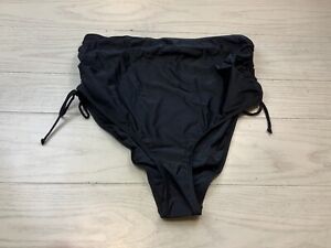 Women's High Waisted Side Tie Swim Bottom, Size L, Black NEW MSRP $65
