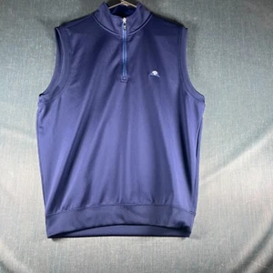 Fairway & Greene Mens Golf Vest Size L Navy Blue Stretch Mock Neck Quarter Zip - Picture 1 of 14