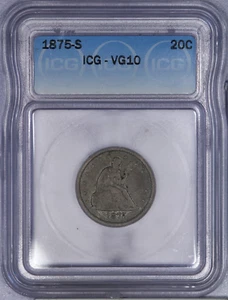 1875-S Twenty Cent 20c ICG VG10 - Picture 1 of 2