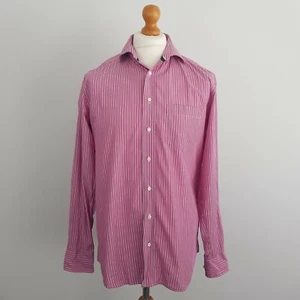 Tommy Hilfiger Mens Pink White & Blue Stripe Long Sleeve Formal Shirt Size 15.5" - Picture 1 of 8