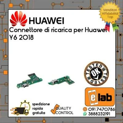 CONNETTORE DI RICARICA + MICROFONO PER HUAWEI Y6 2018 ATU-L11 LX3 L21 FLEX FLAT - Immagine 1 di 3
