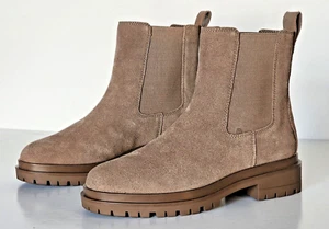 Lauren-Ralph Lauren Corinne Ankle Booties-Women's Size 7 1/2 Taupe/Gray WP Suede - Picture 1 of 15