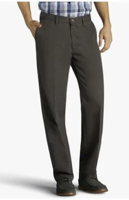 LEE Men's Total Freedom Stretch Relaxed Fit Flat Front 33W 30L Charcoal Pant - Image 1 of 4