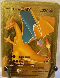 Charizard V - 079/073 - Pokémon Vmax Gold Foil Game Freak Tag Cosplay - Picture 1 of 5