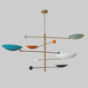 Mid Century Starburst Light Multicolored Sputnik Chandelier 5 Arm Light Pendant - Picture 1 of 5
