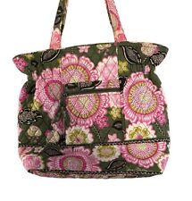 Vera Bradley Olivia Tote Shoulder Bag Purse Pink  Green Floral Quilted Retired