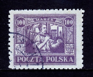 POLAND — SCOTT 188 — 1923 100m MINER ISSUE  — USED — SCV $40 - Picture 1 of 2