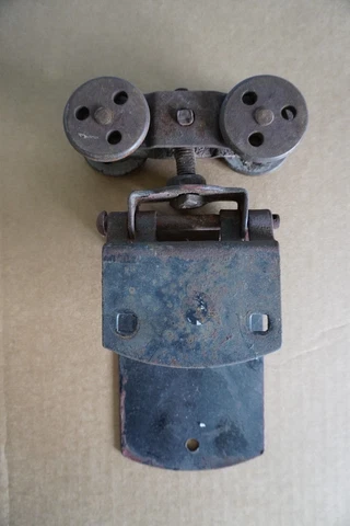 Vintage heavy duty barn door roller hanger works great - Rusty & Crusty! Cover
