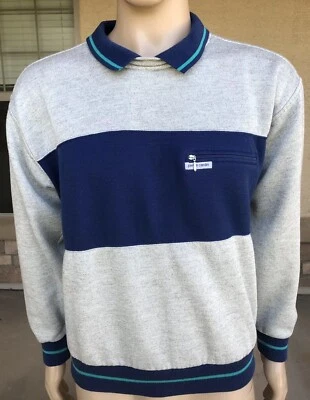 Vintage 80s 90s Pierre Cardin Retro Striped Pullover Jacket Size Medium Taiwan - Image 1 of 4