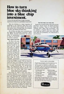 Avión Beechcraft King Air A100 1972 vintage años 70 anuncio impreso Blue Sky Thinking - Imagen 1 de 2
