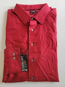 Apt 9 Men's XLT Red Striped Sateen Cotton Long Sleeve - Picture 1 of 8