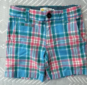 Boden Toddler Boy Size 3T Madras Plaid Adjustable Waist Shorts - Picture 1 of 3