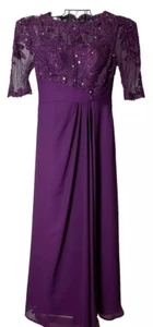 JJ’s House Chiffon Lace Mother Of The Bride Dress Purple Grape 8 / 10 Worn Once - Picture 1 of 10