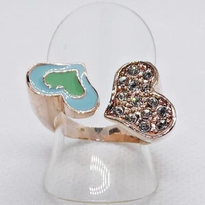 Feiner Kristall Emaille Modeschmuck Ring HERZEN 18K Rosévergoldet 18,4 mm 58 - Bild 1 von 5