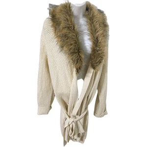 Cardigan donna Ralph Lauren taglia 3XL beige cachi pelliccia sintetica collo bottoni - Foto 1 di 17