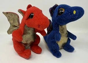 Ty Beanie Babies Boos Legend Saffire Dragons Set of 2 Plush Stuffed Animals 6” - Picture 1 of 17