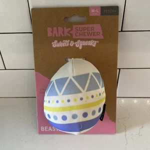 BARK BEASTER EGG M-L Super Chewer Rip & Reveal W/Squeaker EASTER DOG TOY NWT - Picture 1 of 12
