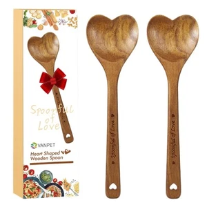 Wooden Heart Spoons - Heart Shaped Wooden Spoon Kitchenware for Cooking with ... - Picture 1 of 7