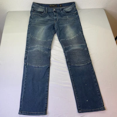 Pantalones de mezclilla elásticos FRANKY MAX para hombre 36 x 32 azul pintura desgastados Foto 1 de 4