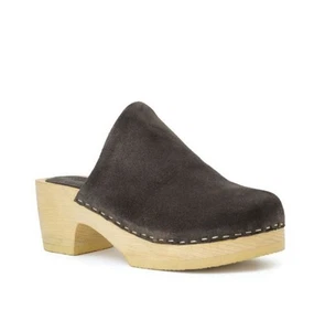 Rag And Co Darcie Clogs Suede Wooden Heel Dark Grey Size 7 New Fall Boho - Picture 1 of 14