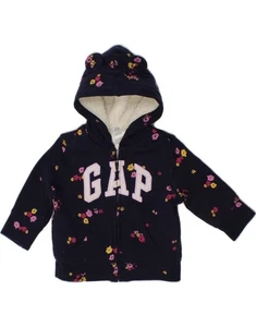 GAP Bebé Niñas Gráfico Cremallera Sudadera con Capucha Suéter 3-6 Meses Azul Marino Floral AG17 - Imagen 1 de 3