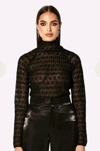 Neu mit Etikett RTA Logo bestickt Stehkragen Reißverschluss hinten Top Mesh schwarz Größe 6 - Bild 1 von 7