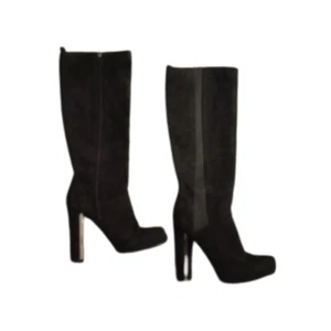 Guess Women's Size 7.5M Long Black Leather High Heeled Boots - Picture 1 of 7