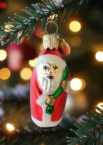 Vintage Abt. 56 Miniatur Weihnachtsmann mit Spielzeugtasche Tschechisches Glas Weihnachtsschmuck 2" T - Bild 1 von 23