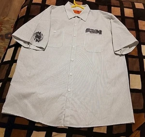 Mechanic Hellanbach White and Gray Striped Red Kap Work Shirt XL Excellent K - Picture 1 of 10