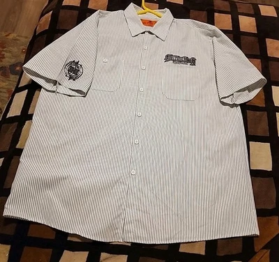 Mechanic Hellanbach White and Gray Striped Red Kap Work Shirt XL Excellent K - Image 1 of 4