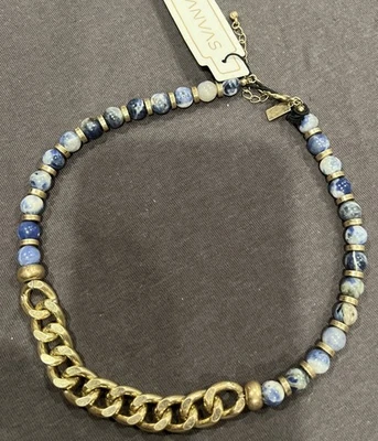 Nuevo con etiquetas Collar de cadena gruesa y piedra de sodalita de lona para mujer con cierre de langosta Foto 1 de 4