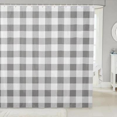  Cortina de Ducha Gris a Cuadros 72" Wx78 L Blanco 72" W x 78" L (Pack de 1) Gris Blanco Foto 1 de 4