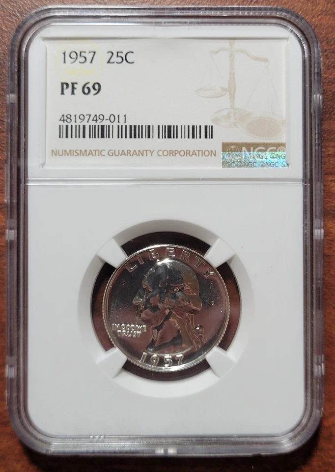1957 Washington Quarter NGC PF-69 Gem Brilliant Proof PF69 Certified 90% Silver - Image 1 of 4