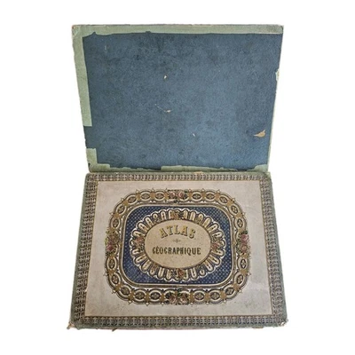 Rare jeu enfants atlas ancien, puzzle cartes France Europe monde, Second Empire - Photo 1/4
