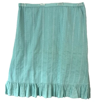Denim & Co. Crinkled Embroidered Midi Skirt Blue Sz L Pull On Lined Womens CBM1 - Image 1 of 4