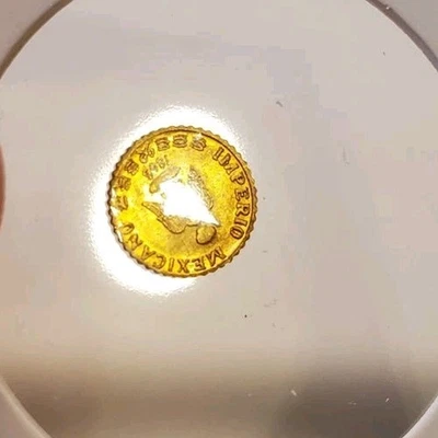 1868 Peso Mexico Mexican Maximilian  Emperador Gold Coin 0.40Grams ULTRA RARE - Image 1 of 2