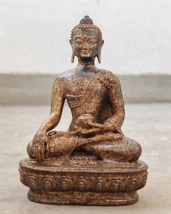 Antigua India Budismo Cobre Dorado Sakyamuni Buda Gautama Buda Estatua Escultura - Imagen 1 de 8