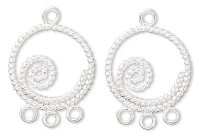 2 conectores de enlace de pendiente de plata esterlina con 3 bucles * Foto 1 de 2