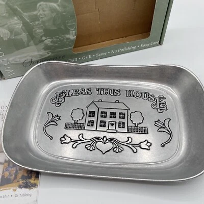Wilton Armetale Pewter Bless This House Serving Platter Tray Dish  #601013 - Image 1 of 4