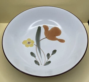 Cuenco para verduras Noritake Hello Spring redondo borde marrón años 70 vintage naranja para servir - Imagen 1 de 4